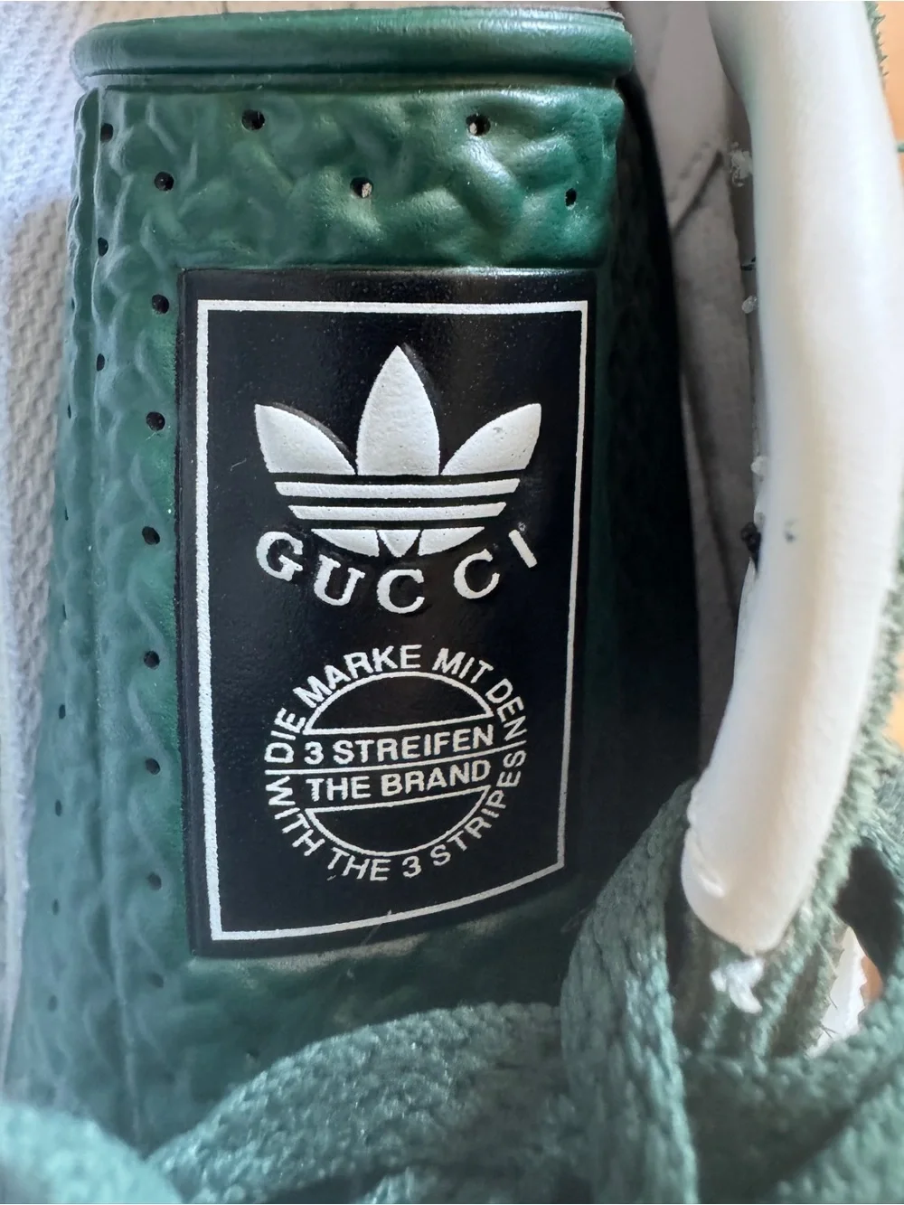 Gucci Adidas Gazelle Suede Sneakers in Forest Green & White